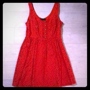 Orange sleeveless floral lace dress HeartSoul Sz S